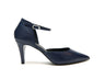 handpainted Italian comfortable navy blue pumps heels with pattern design