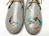 handpainted Italian comfortable gray chukka boots with fish design