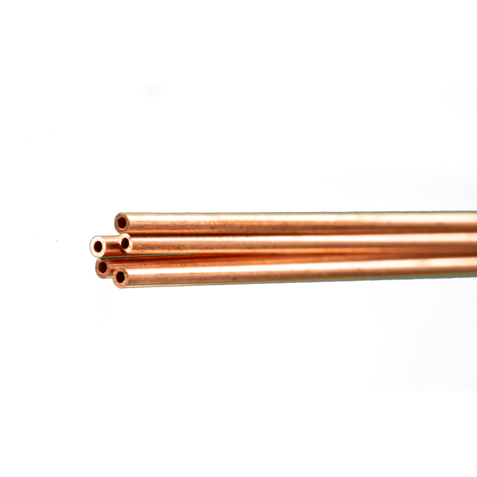 Round Copper Tube: 3mm OD x 0.36mm Wall x 1 Meter Long (5 Pieces)