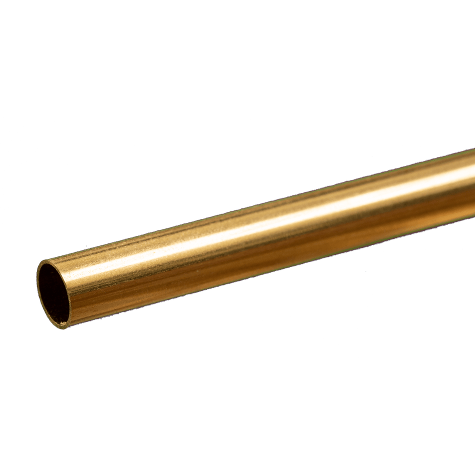 K & S 8140 Decorative Metal Tube, Round, 12 in L, 17/32 in Dia, 0.014 in  Wall, Brass