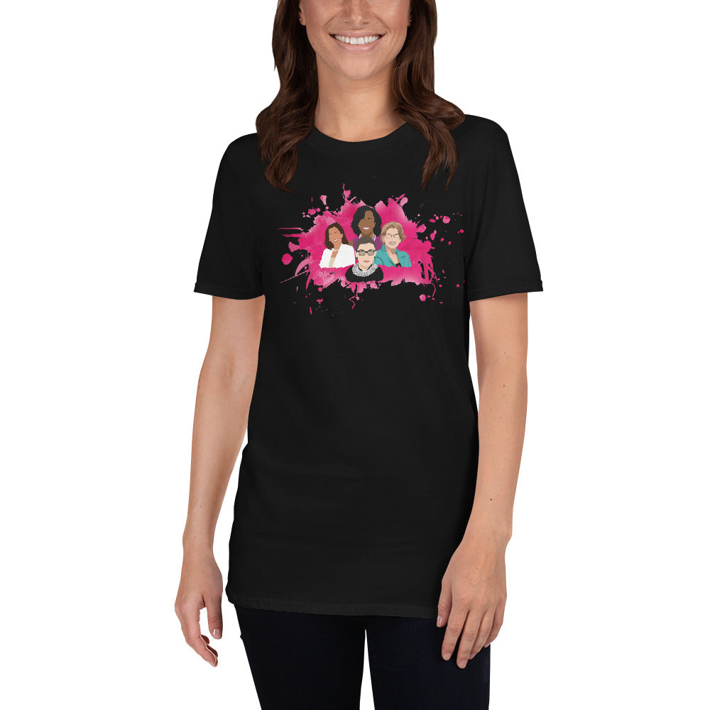 Kamala Ruth Elizabeth Michelle Shirt - Abstract Pink Badass Powerful Women Shirt - Inspire Women - Women's March Short-Sleeve Unisex T-Shirt