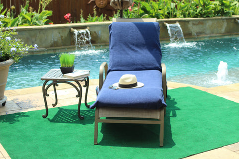 Navy blue 100% Turkish Cotton chaise lounge chair covers at Green Living Supply