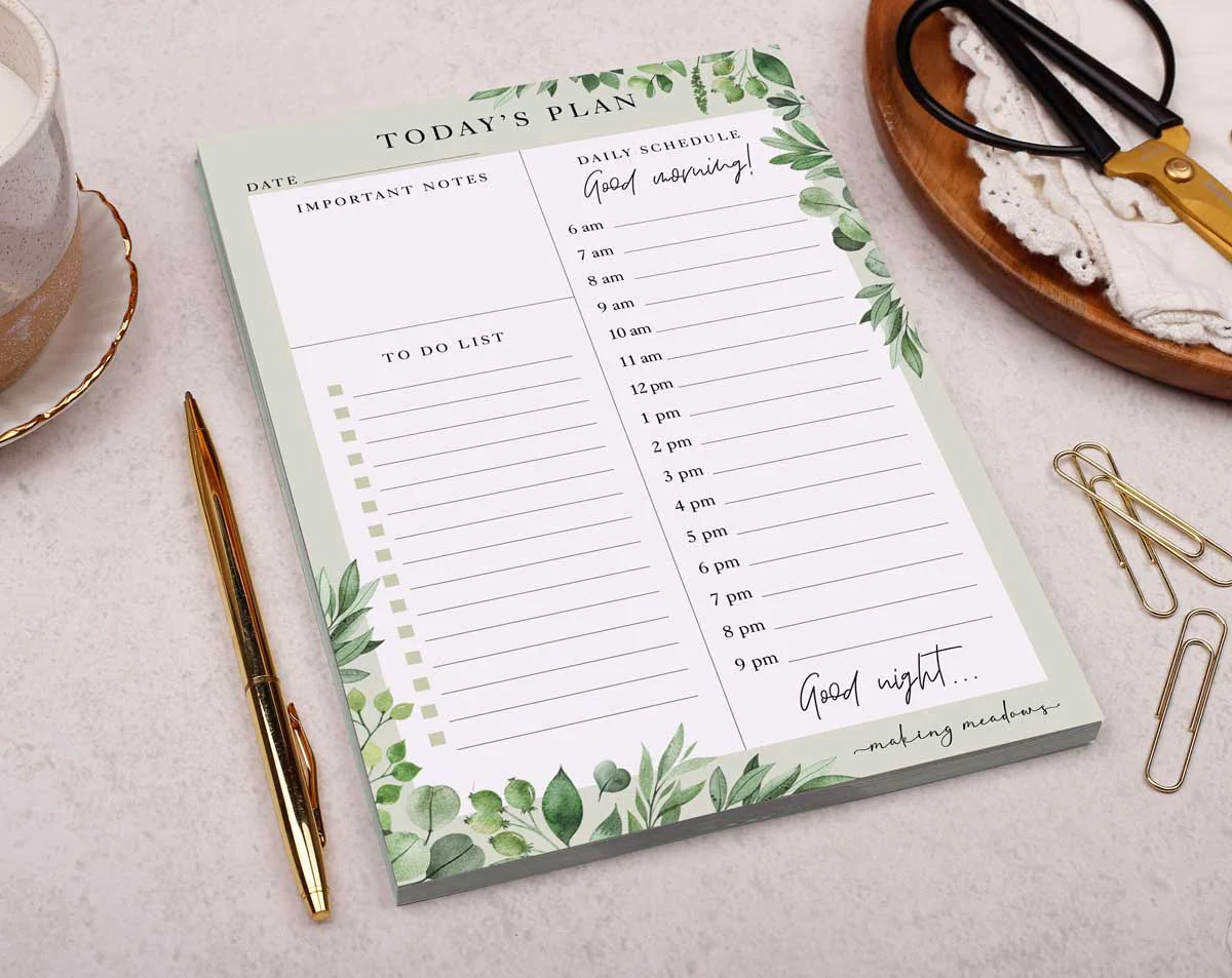 botanical daily planner pad