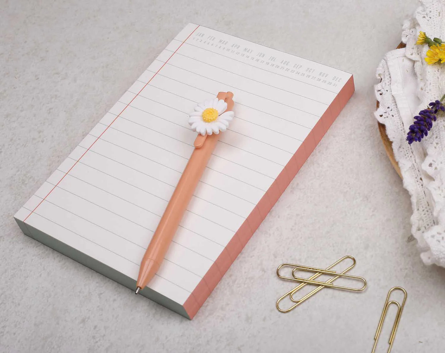 peach fuzz notebook and pen