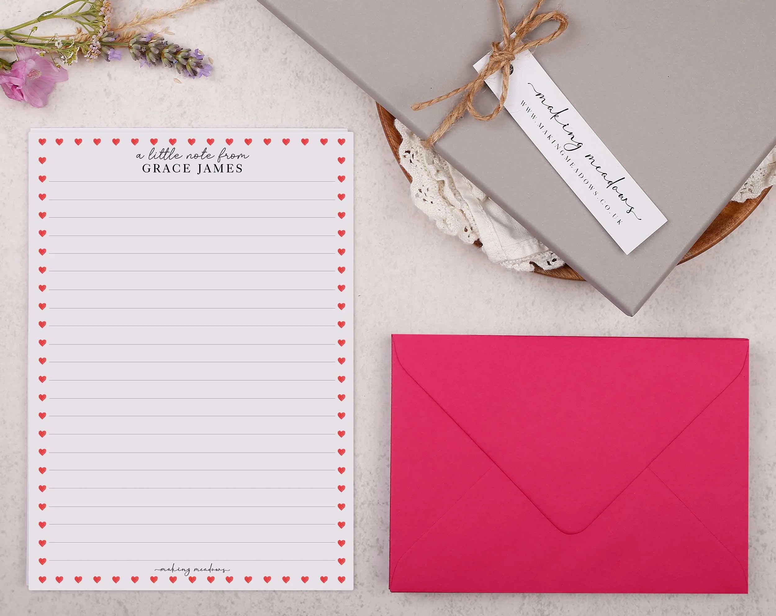 personalised love letter writing paper