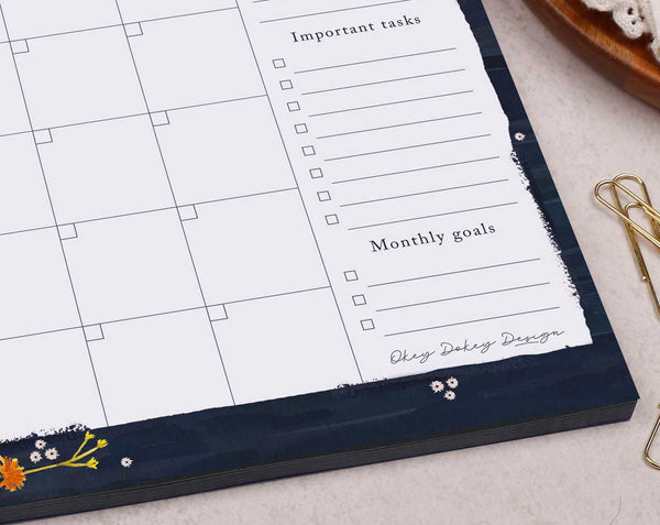 Monthly planner pad