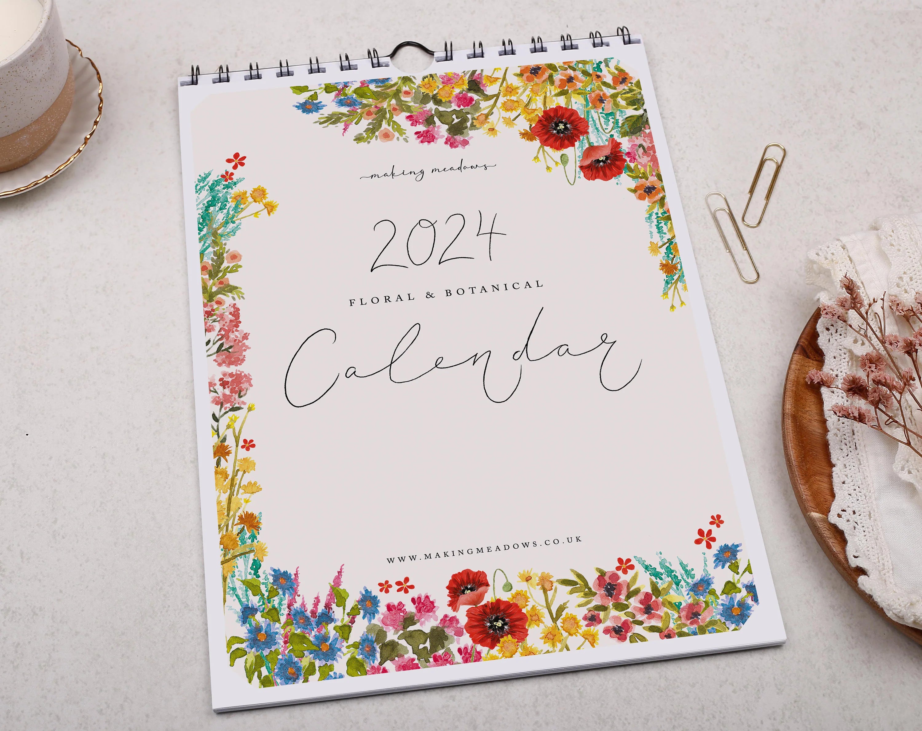 2024 wall calendar with flowers