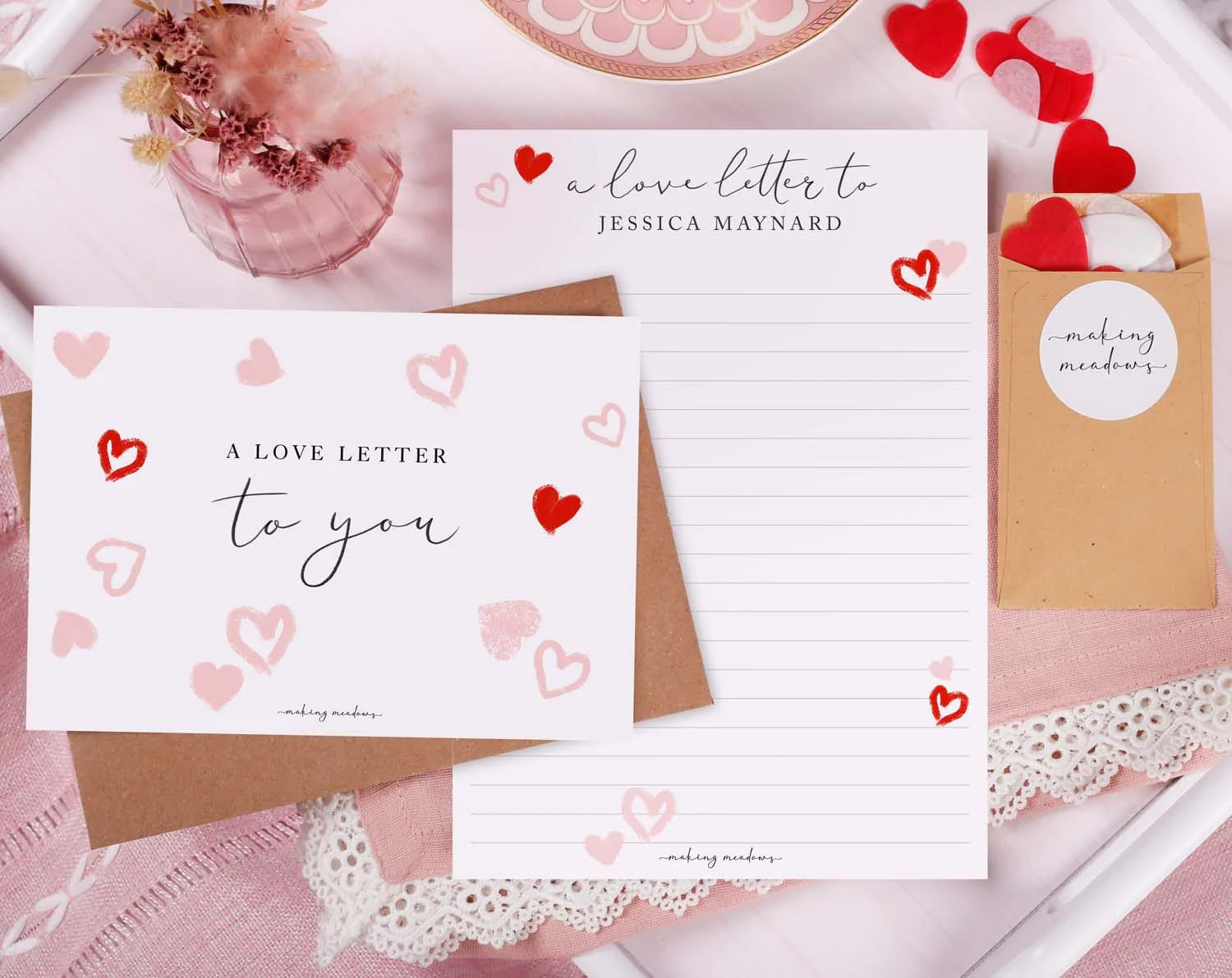 personalised love letters with hearts