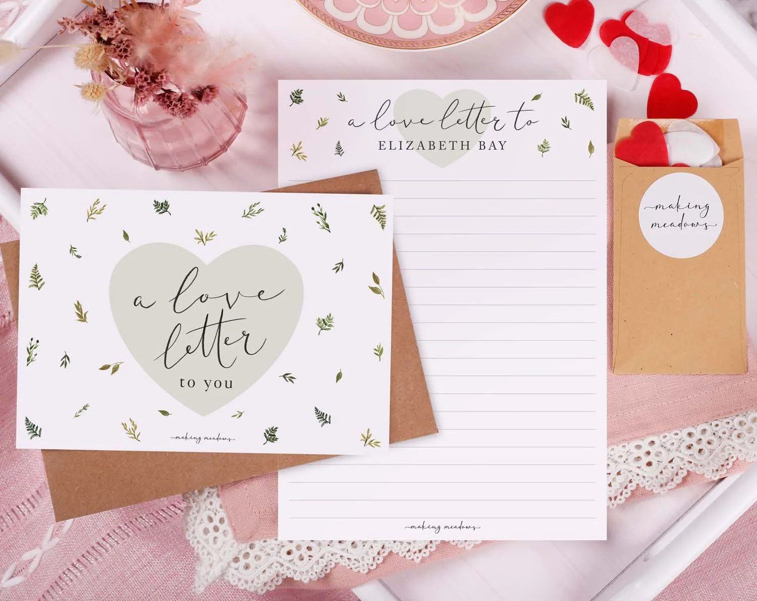personalised love letter with confetti