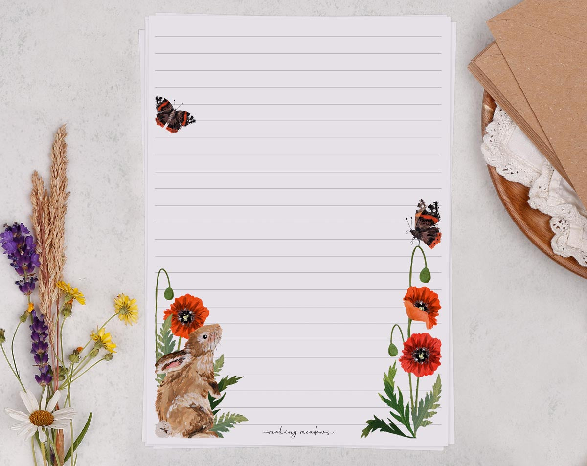 Elegant A5 Writing Paper Sheets with Botanics & Ferns - Making