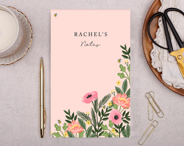 pink floral personalised notebook