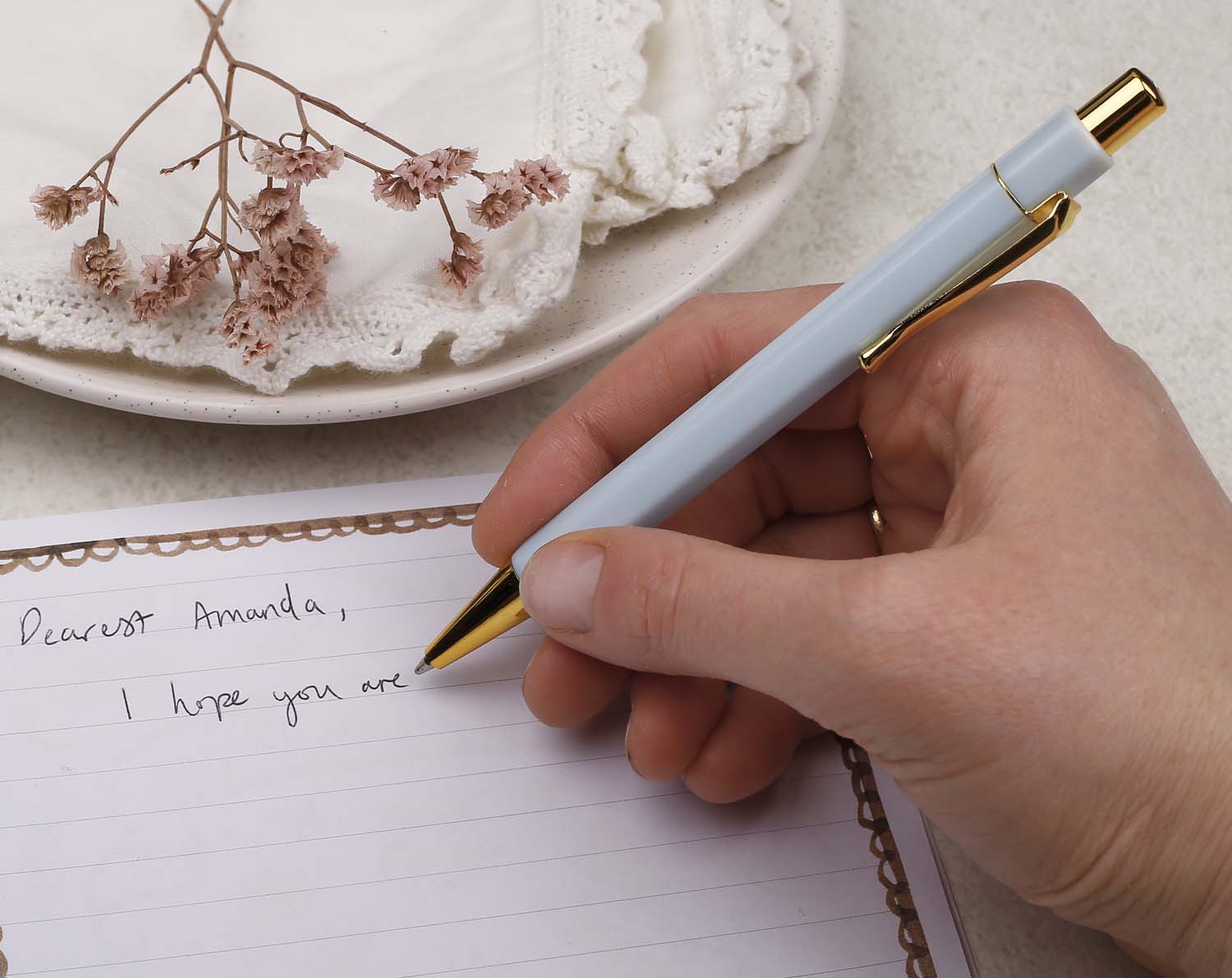 Pastel & Gold Pen Stationery Set, Hexagonal Ballpoint Pens, Desk  Accessories for Home Office 