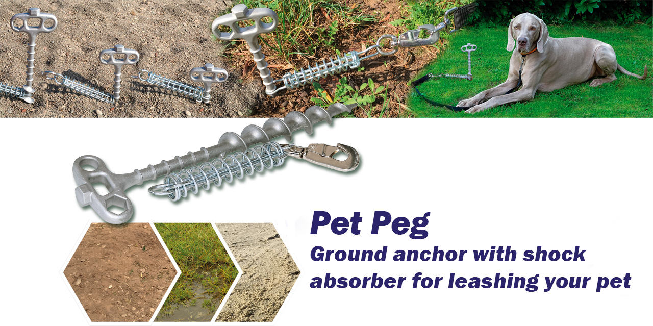 PetPeg (HP62) Ground anchor with shock absorber for your beloved Pet!