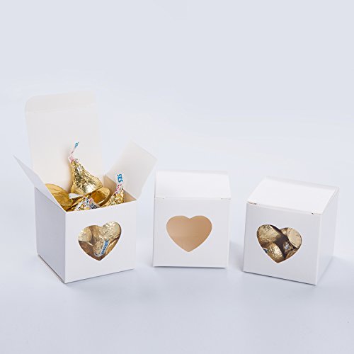 AWELL White Gift Boxes 2x2x2 inch with Clear Plastic Window for Candy ...