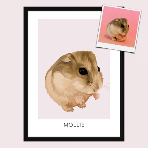 Huisdier portret van Mollie de hamster – The Stylish Pet Shop