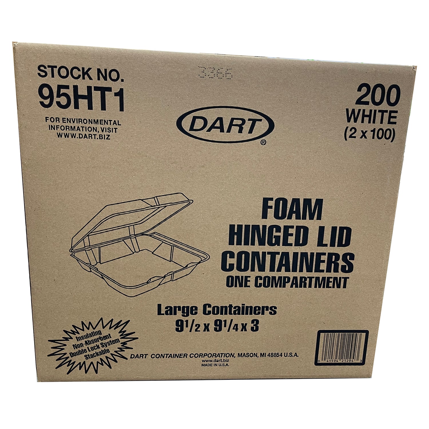 Dart Foam Container, 8W x 8L, White, 200 ct