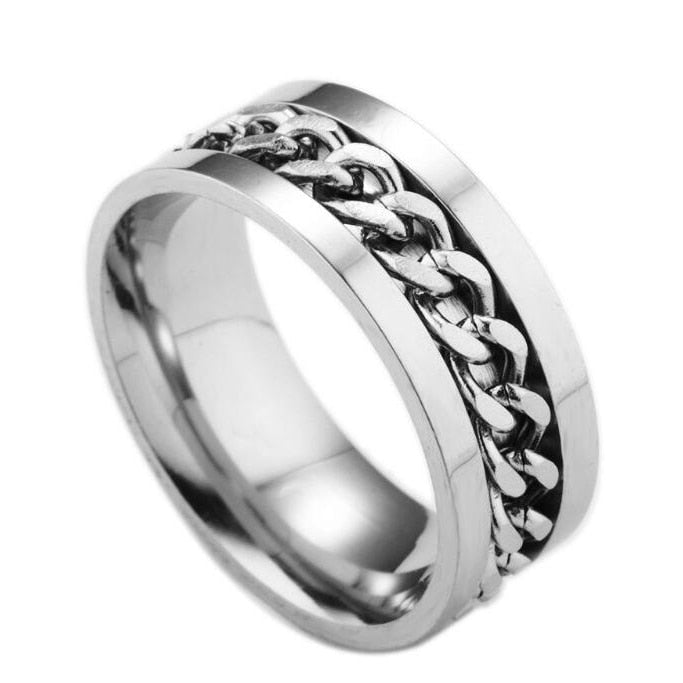 Cool Stainless Steel Rotatable Men Couple Ring High Quality Spinner Chain Rotable Rings Punk Women M