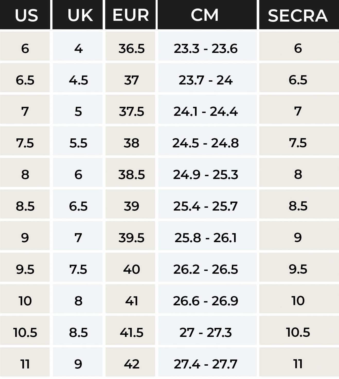 Size Guide – Sécra