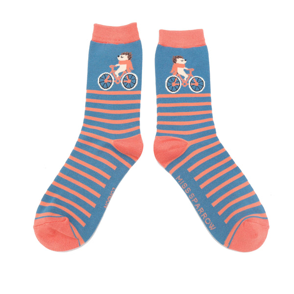 Miss Sparrow Cycling Hedgehog Socks In Denim – Mish