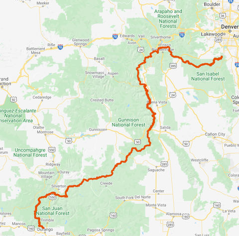 Map of Colorado Trail 