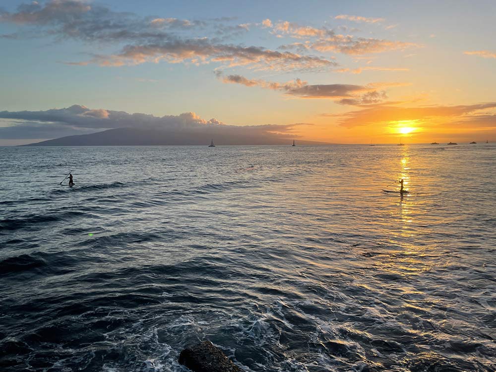 sunset paddleboard west maui hawaii