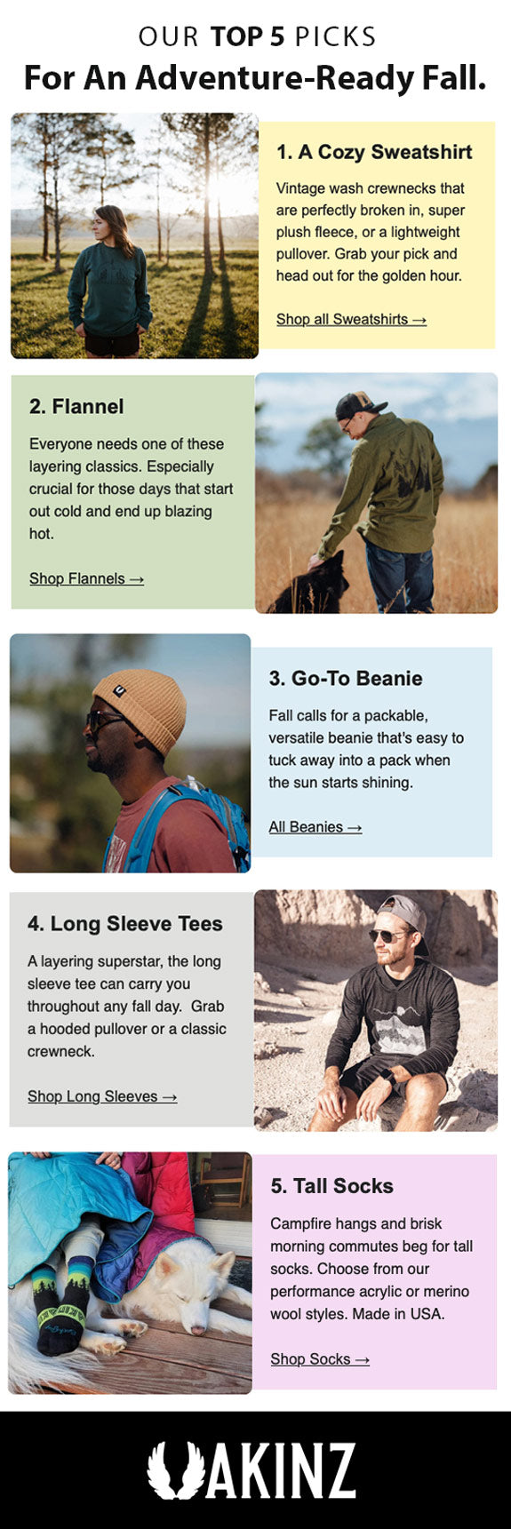 top 5 clothing picks for an adventure ready fall
