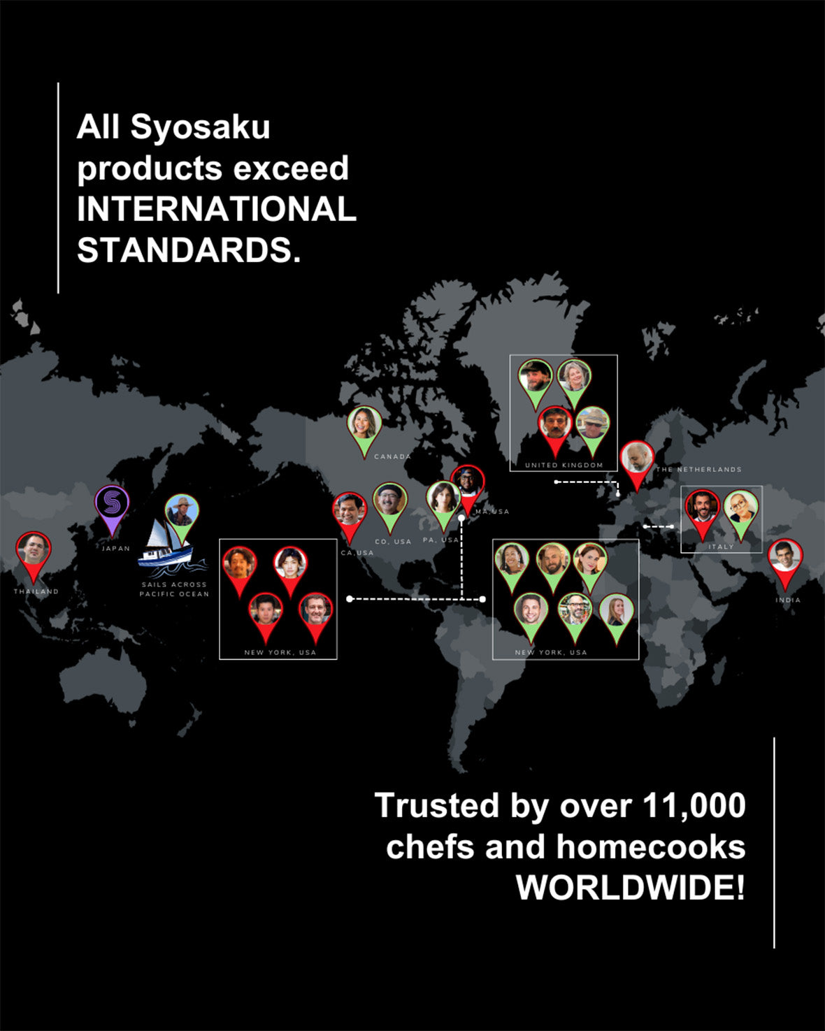 Locations of Syosaku brand aficionados and ambassadors