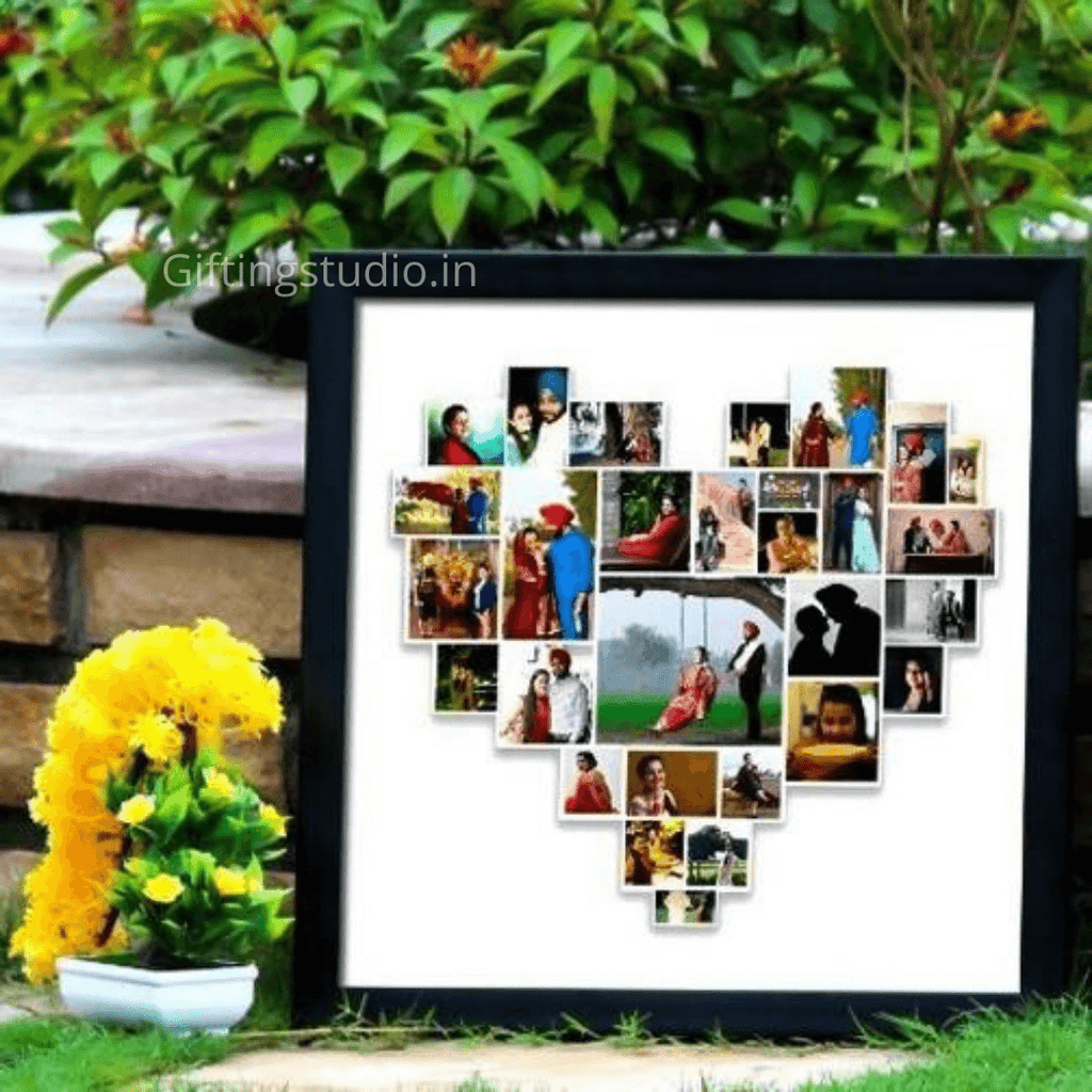 heart shaped photo frame collage