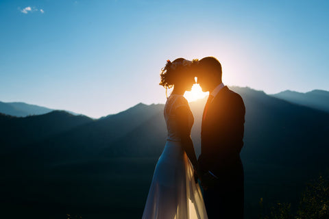 Couple staring at each other in the sunset