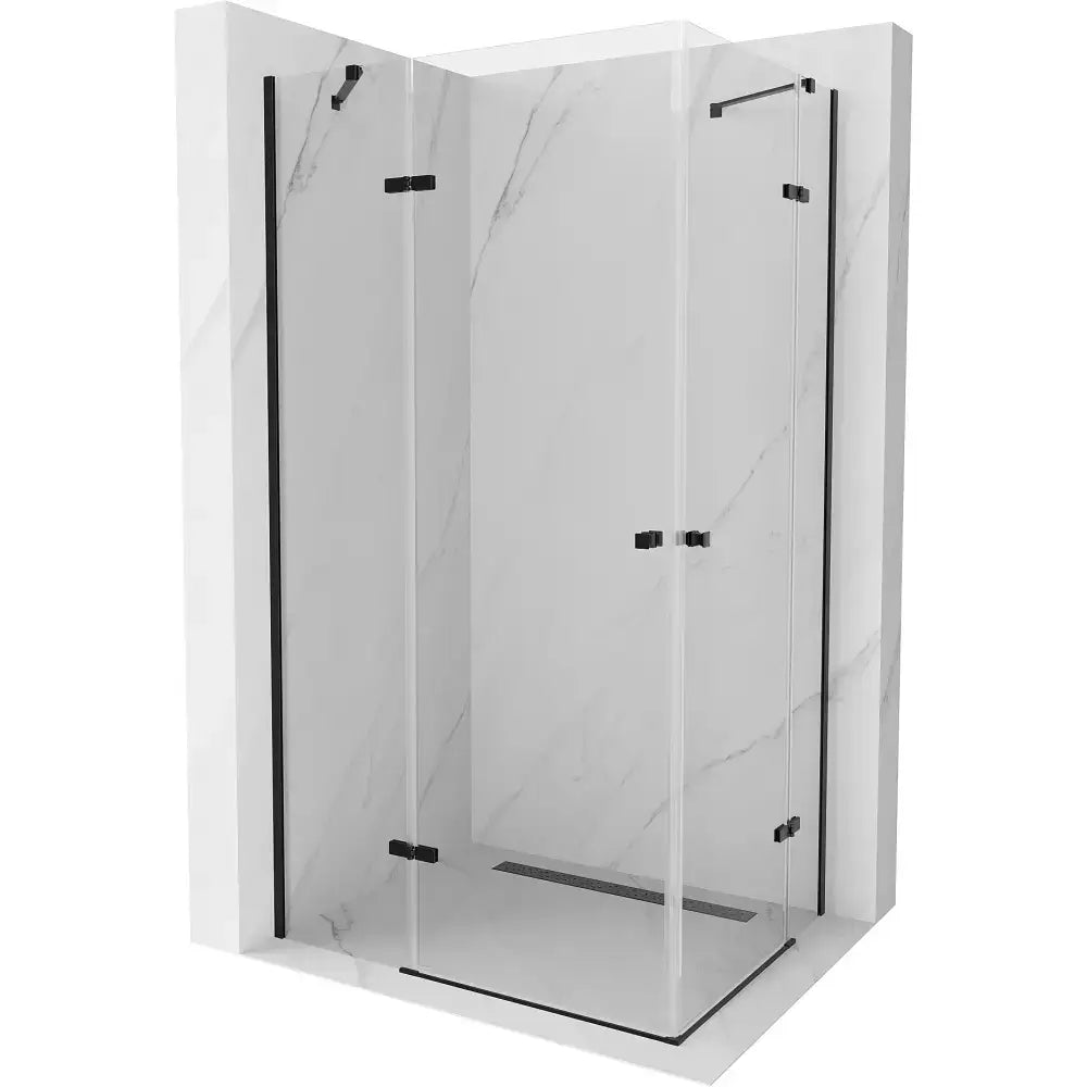 Dusjhjørne svingbar 80x70 cm, svart, Transparent, Glasstykkelse: 6 mm
