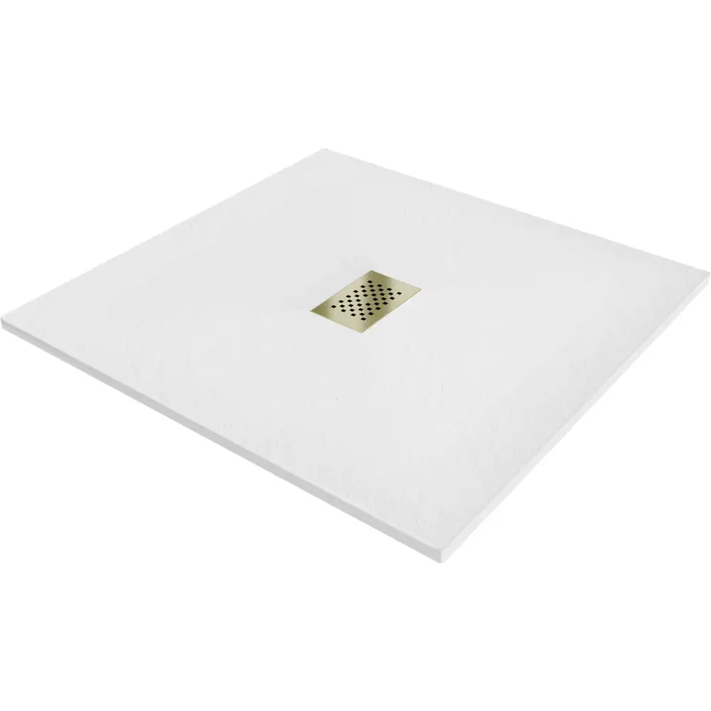 Mexen Hugo dusjkabinett av SMC, kvadratisk, 100x100 cm, hvitt med gulldeksel - 42101010-G