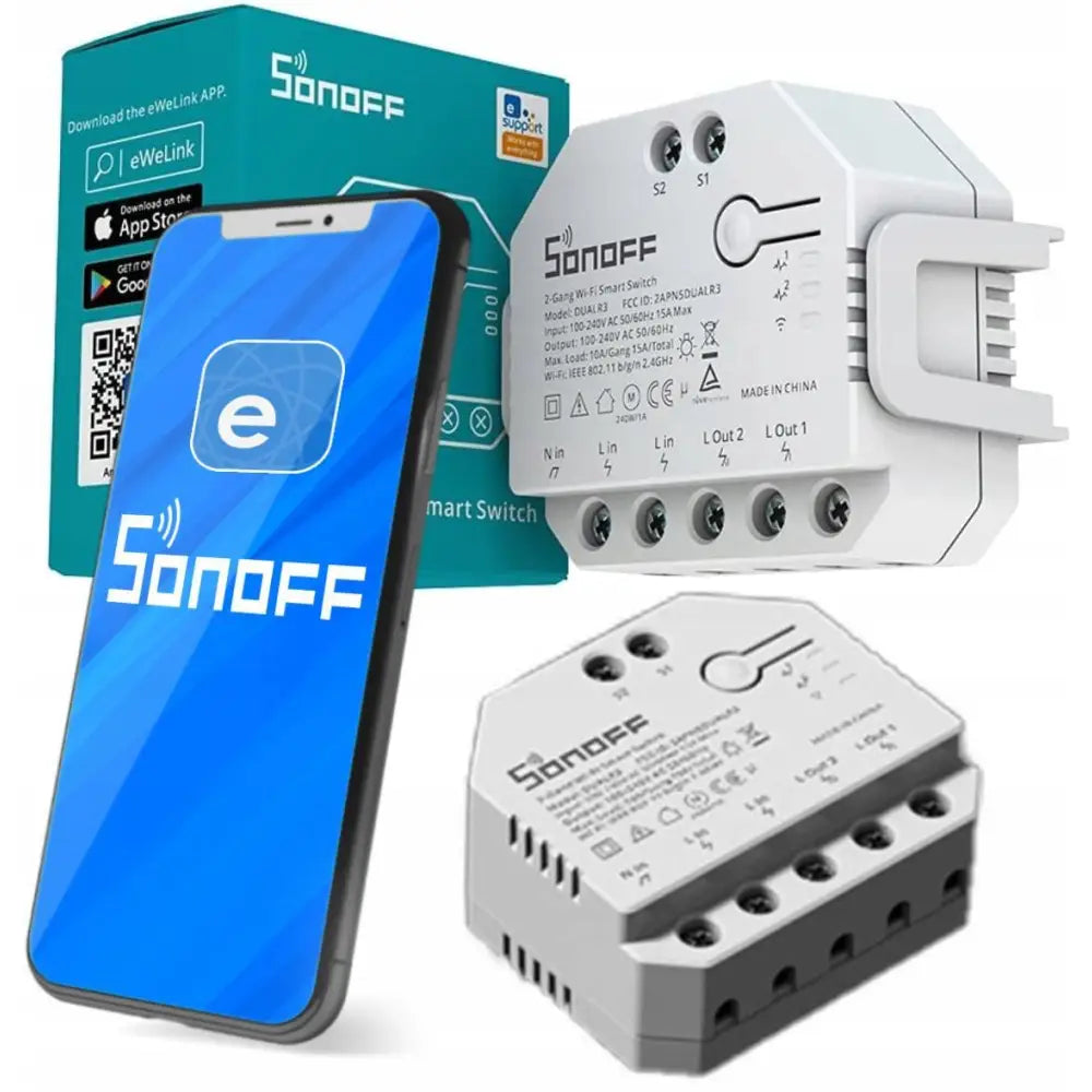 Sonoff 2-kanals Rullesjalusistyring 10A Wifi Dual R3