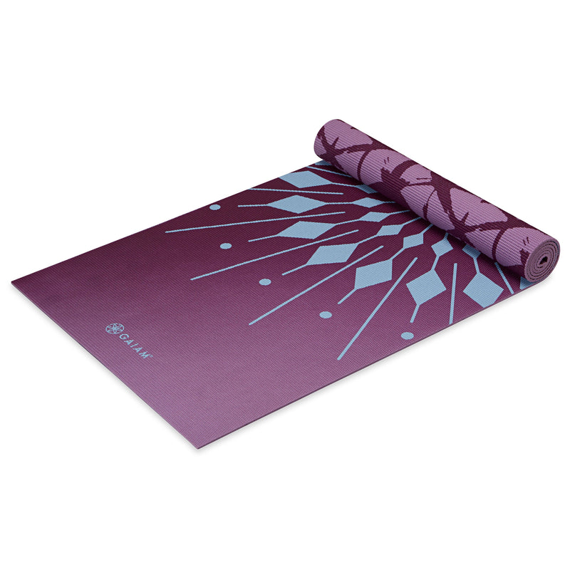 Premium Reversible Yoga Mat - Blissful Aura (6mm) top rolled angle