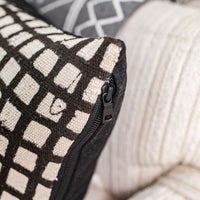 Square Mudcloth Pillow in Black/White Grid