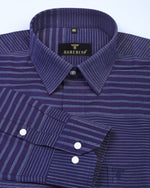 Load image into Gallery viewer, Dalton Navy Blue With Red Weft Stripe Designer Cotton Shirt
