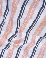 Load image into Gallery viewer, Glossy Orange With White And Black Stripe Linen Cotton Shirt
