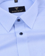 Load image into Gallery viewer, Gemstone SkyBlue With White Herringbone Pattern Cotton Shirt
