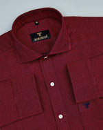 Load image into Gallery viewer, Cinnabar Maroon Pin Dot Dobby Designer Cotton Shirt
