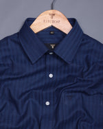 Load image into Gallery viewer, Oastin-NavyBlue SelfStripe Yarndye Premium Gizza Cotton Shirt
