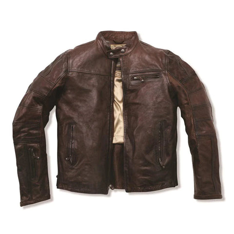 an image of the ROLAND SANDS DESIGNS RONIN LEATHER JACKET in the colour TOBACCO