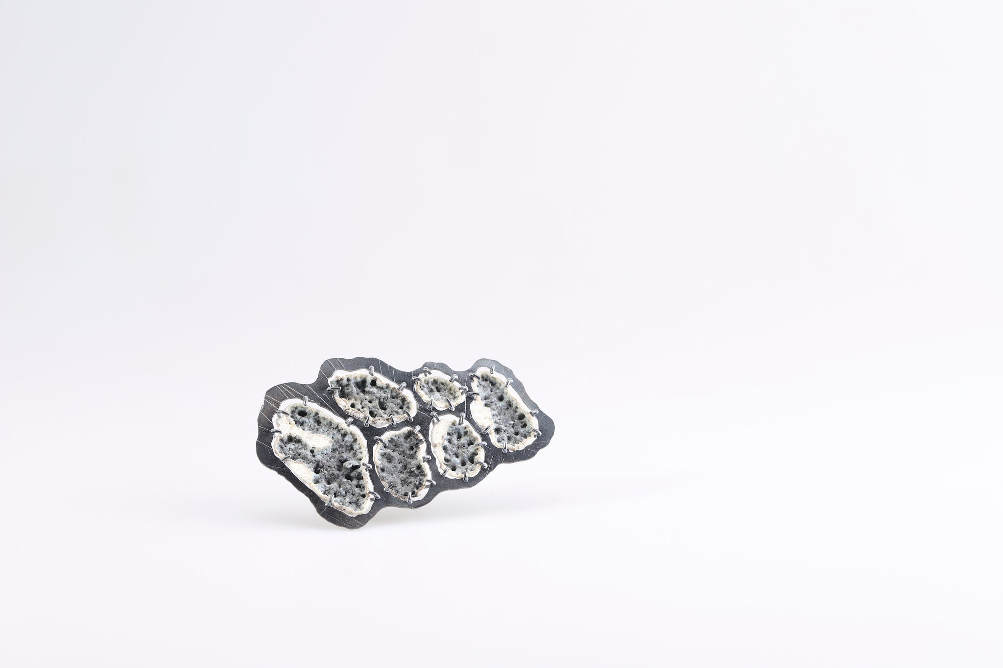 Soohyun Chou Brooch: From Tools, 2020 925 silver, ceramic supporting bord. 