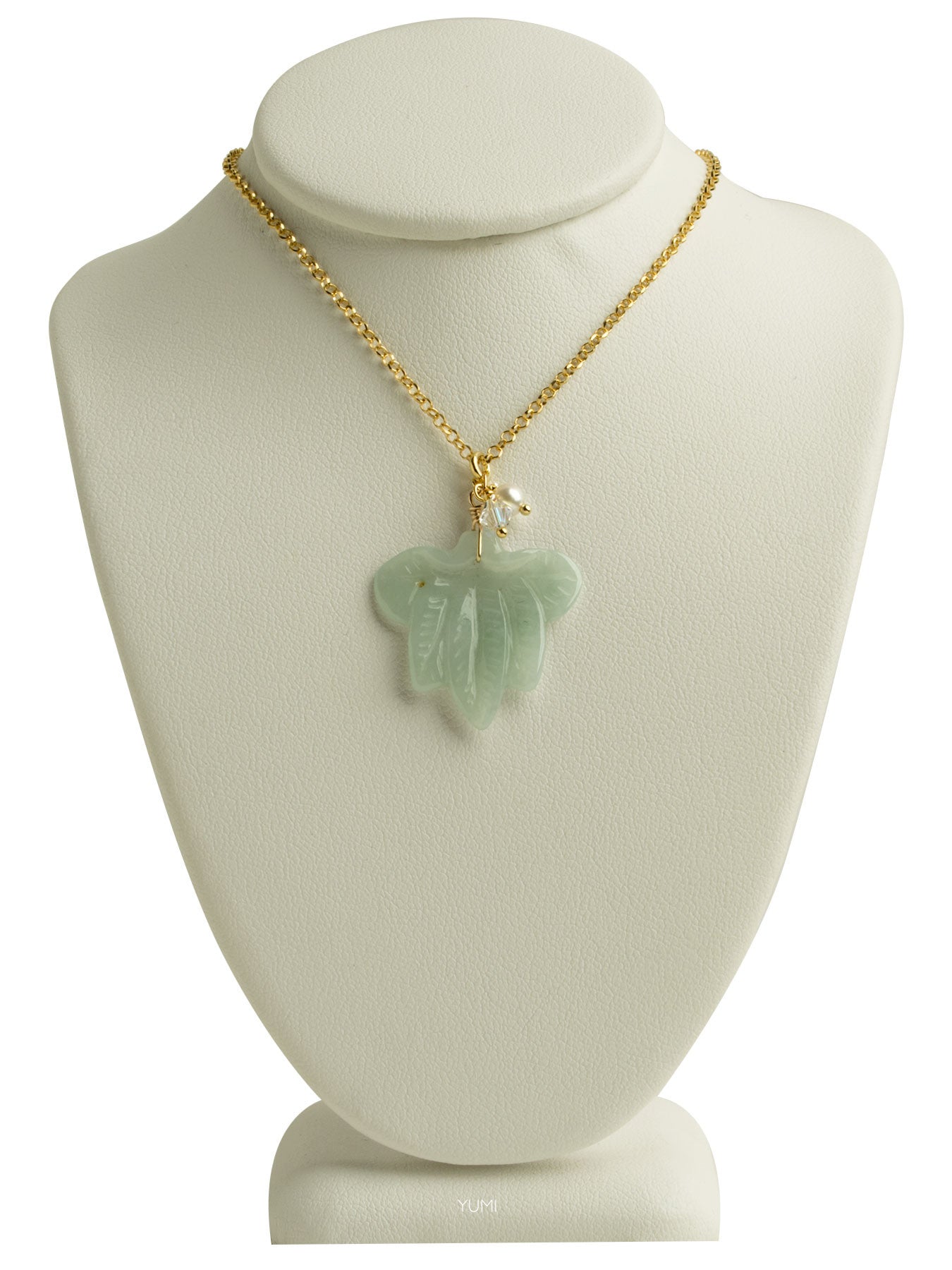 Jade Lotus Flower Necklace YUMI JEWELRY + PLANTS