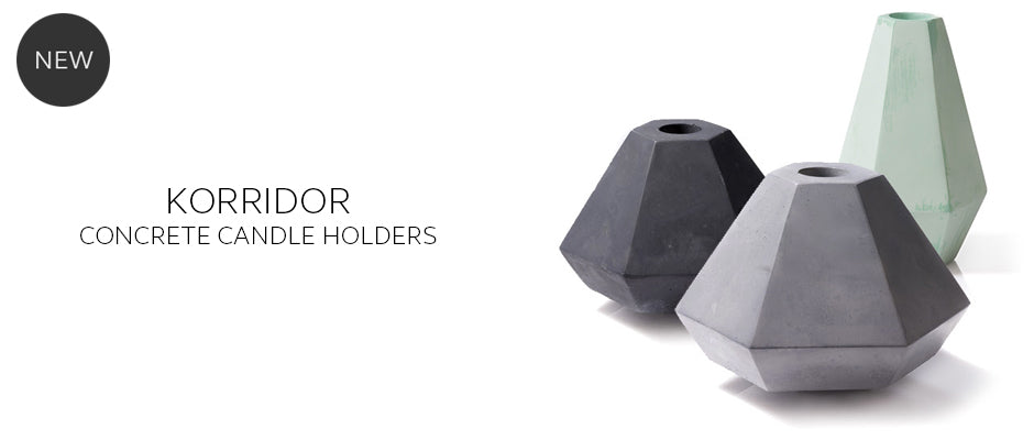 Geometric concrete candle holders by Korridor Design