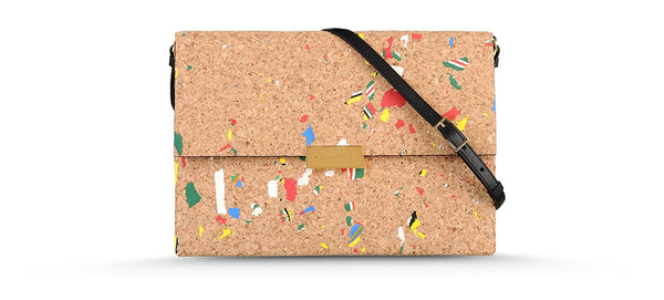 Cork handbag design with colour fleck by Stella McCartney