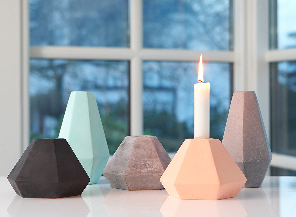 Geometric Concrete Candle Holders by Korridor Design