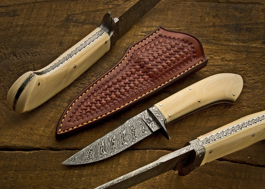 Ivory & Damascus Hunter Burt Foster Handmade Knives