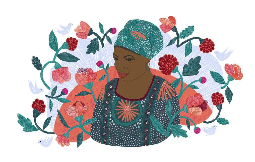 Maya Angelou portrait illustration by artist Meenal Patel for kids' magazine Bravery Magazine