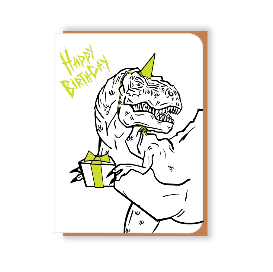 T-Rex Happy Birthday Card — Two Hands Paperie