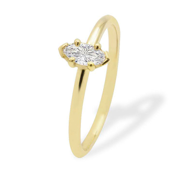 Inel de logodna din Aur cu diamant Marquise de 0.25 ct
