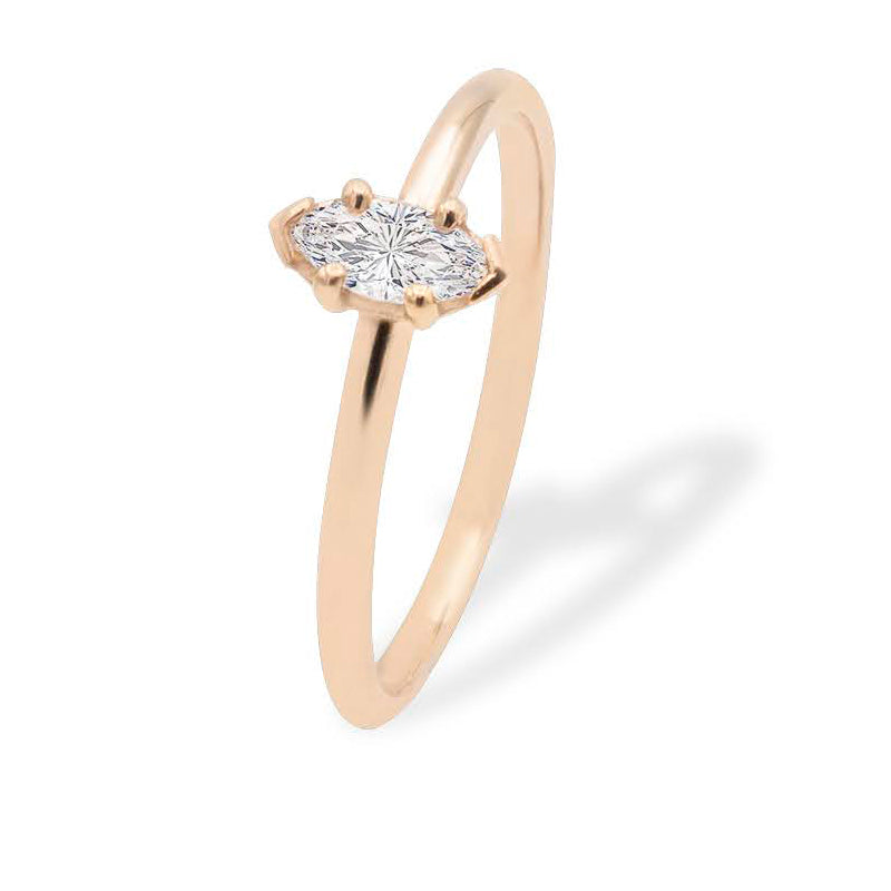 Inel de logodna din Aur Rose cu diamant Marquise de 0.25 ct